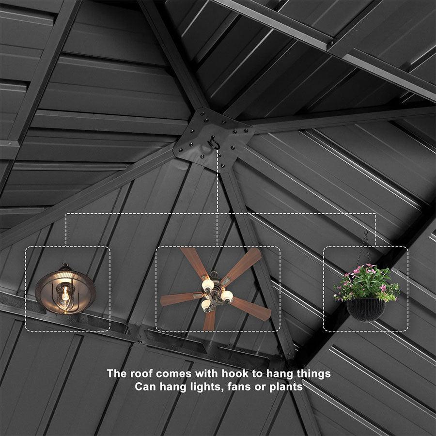 PURPLE LEAF Patio Gazebo for Backyard Grey Hardtop Galvanized Steel Roof Awning with Upgrade Curtain - Image 50