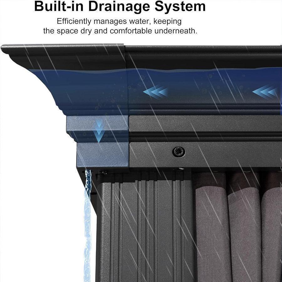 PURPLE LEAF Patio Gazebo for Backyard Grey Hardtop Galvanized Steel Roof Awning with Upgrade Curtain - Image 87