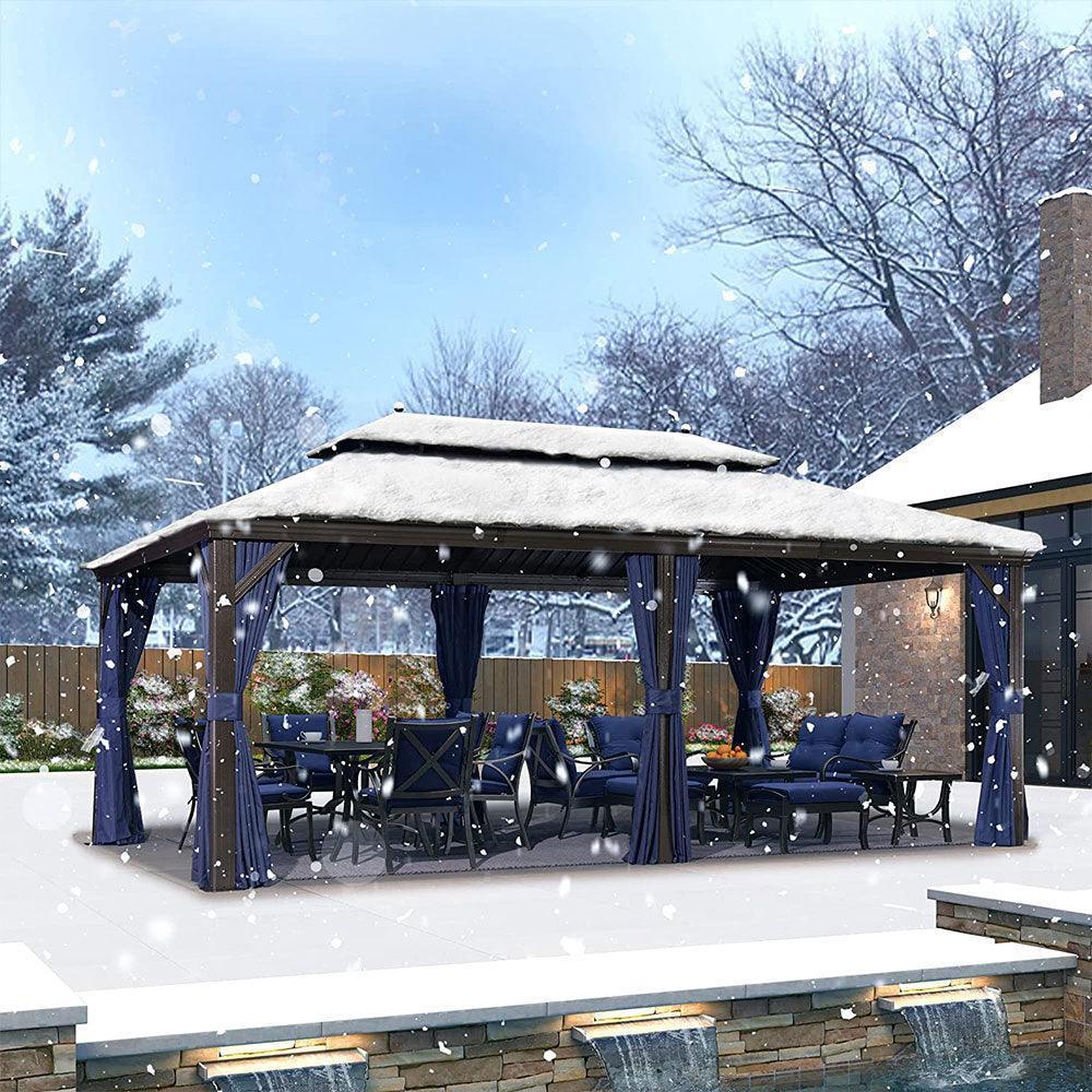 PURPLE LEAF Outdoor Hardtop Gazebo for Garden Bronze Double Roof Aluminum Frame Pavilion - Image 10