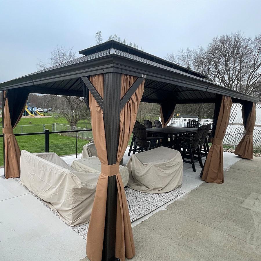 PURPLE LEAF Outdoor Hardtop Gazebo for Garden Bronze Double Roof Aluminum Frame Pavilion - Image 100