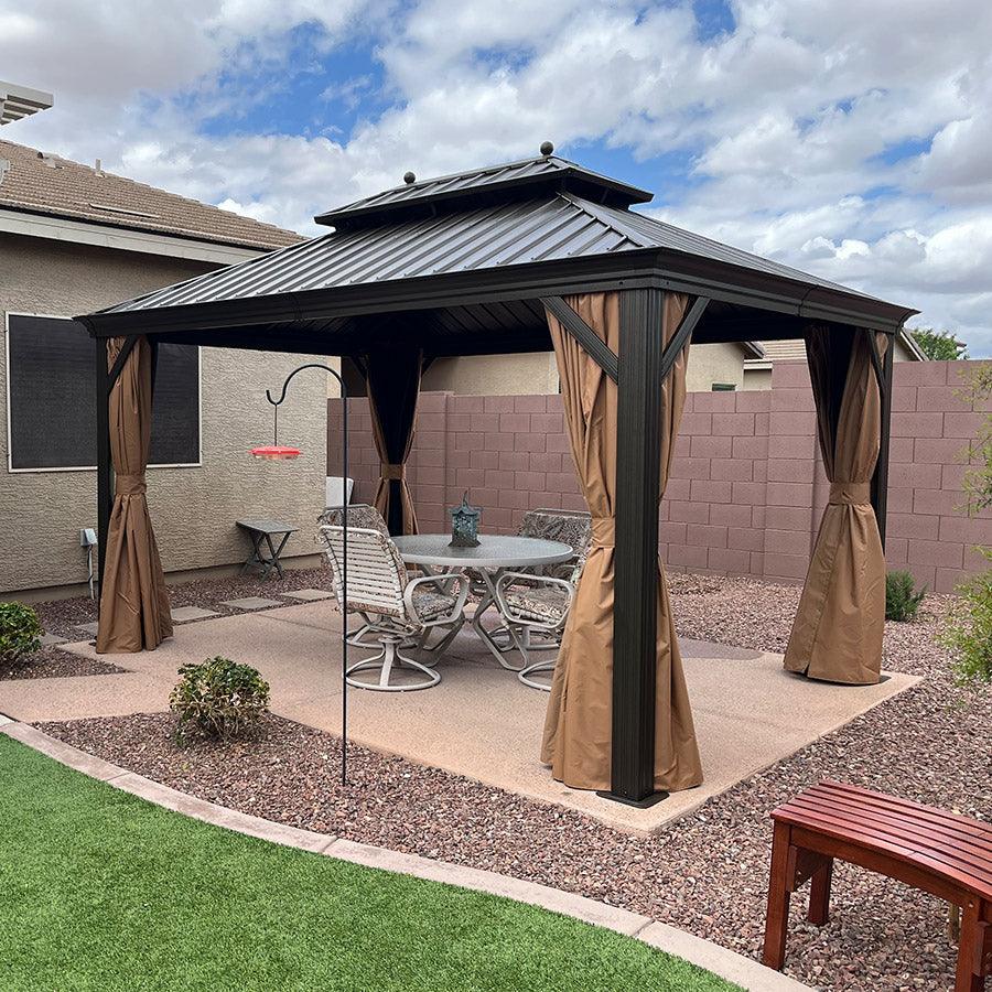 PURPLE LEAF Outdoor Hardtop Gazebo for Garden Bronze Double Roof Aluminum Frame Pavilion - Image 105