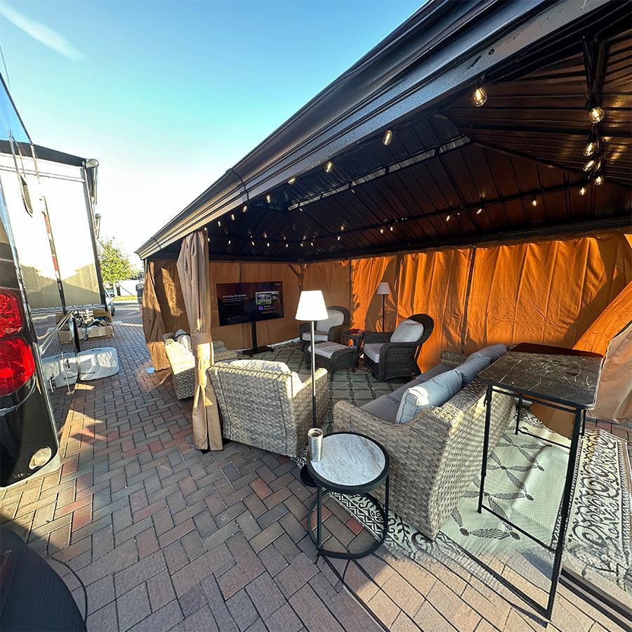 PURPLE LEAF Outdoor Hardtop Gazebo for Garden Bronze Double Roof Aluminum Frame Pavilion - Image 108