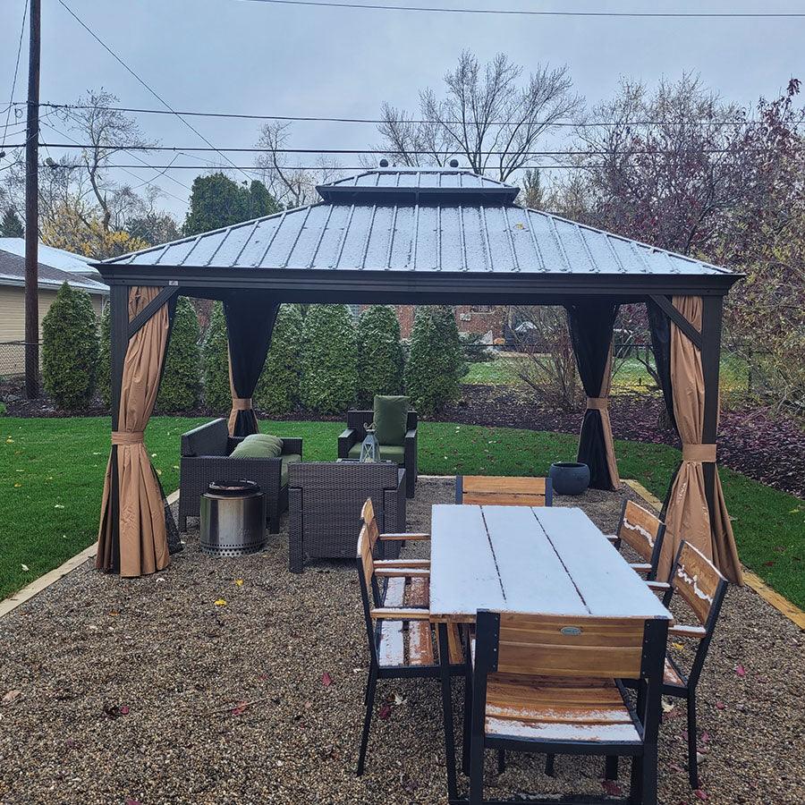 PURPLE LEAF Outdoor Hardtop Gazebo for Garden Bronze Double Roof Aluminum Frame Pavilion - Image 111