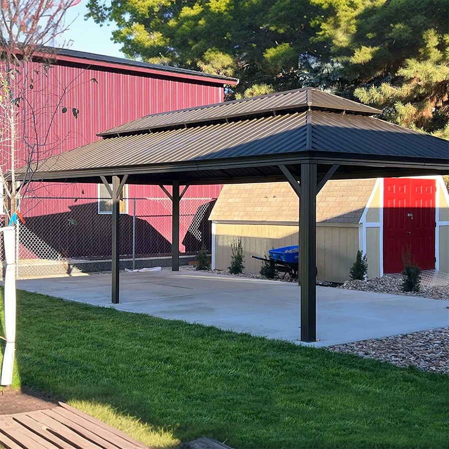 PURPLE LEAF Outdoor Hardtop Gazebo for Garden Bronze Double Roof Aluminum Frame Pavilion - Image 121