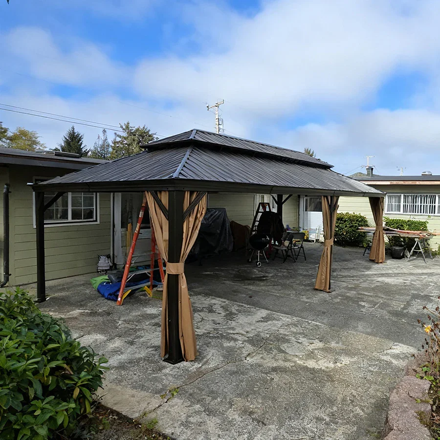 PURPLE LEAF Outdoor Hardtop Gazebo for Garden Bronze Double Roof Aluminum Frame Pavilion - Image 150