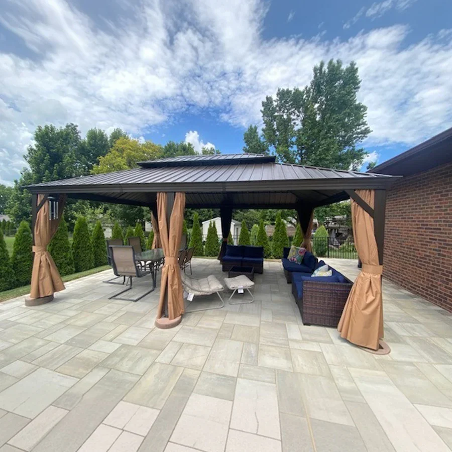 PURPLE LEAF Outdoor Hardtop Gazebo for Garden Bronze Double Roof Aluminum Frame Pavilion - Image 151