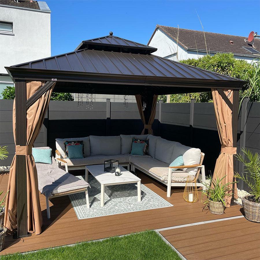 PURPLE LEAF Outdoor Hardtop Gazebo for Garden Bronze Double Roof Aluminum Frame Pavilion - Image 3