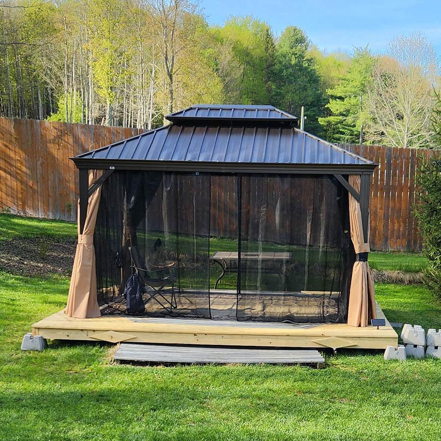 PURPLE LEAF Outdoor Hardtop Gazebo for Garden Bronze Double Roof Aluminum Frame Pavilion - Image 36