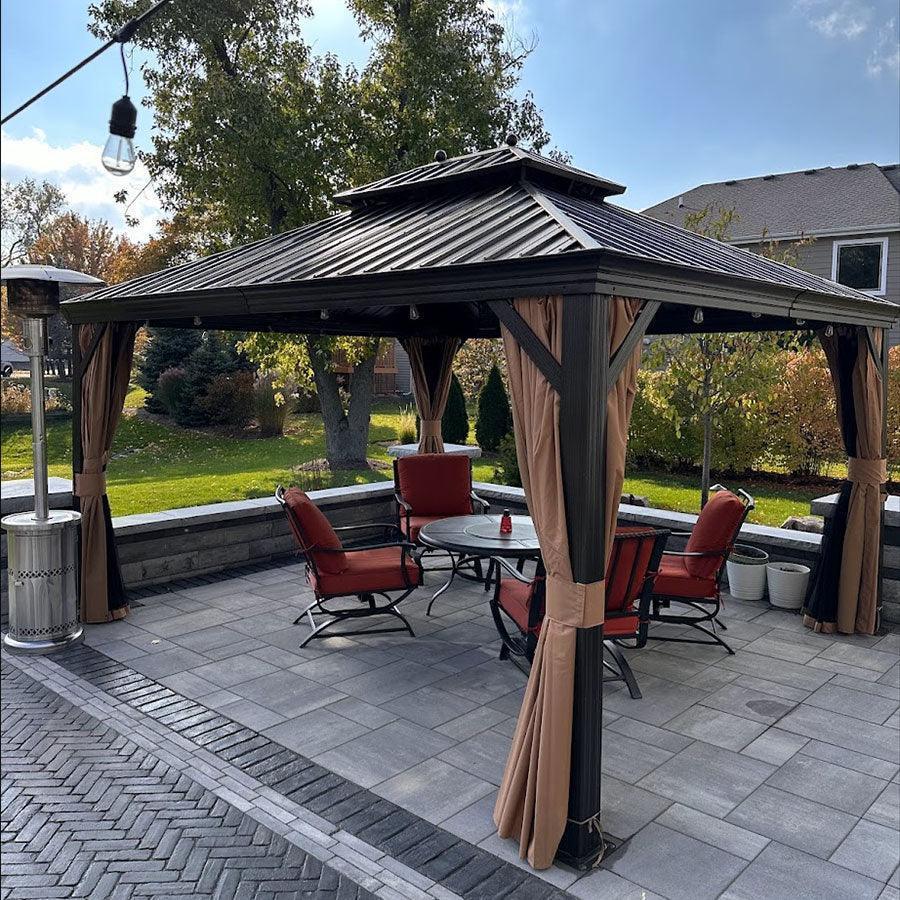 PURPLE LEAF Outdoor Hardtop Gazebo for Garden Bronze Double Roof Aluminum Frame Pavilion - Image 4