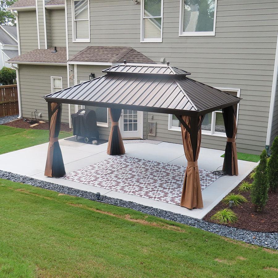 PURPLE LEAF Outdoor Hardtop Gazebo for Garden Bronze Double Roof Aluminum Frame Pavilion - Image 65