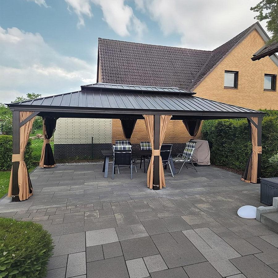 PURPLE LEAF Outdoor Hardtop Gazebo for Garden Bronze Double Roof Aluminum Frame Pavilion - Image 91