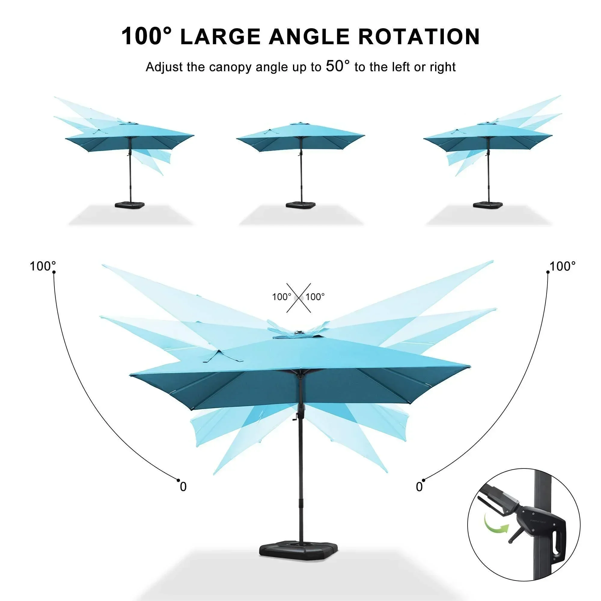 PURPLE LEAF 10ft Cantilever Patio Umbrella with LED Lights, 360° Swivel and Tilt - Image 189