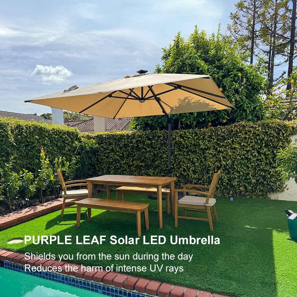 PURPLE LEAF 10ft Cantilever Patio Umbrella with LED Lights, 360° Swivel and Tilt - Image 231