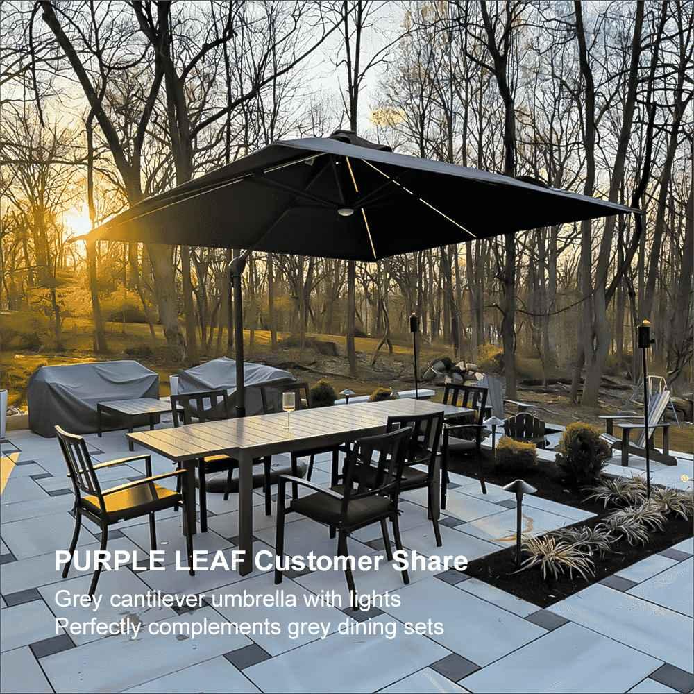 PURPLE LEAF 10ft Cantilever Patio Umbrella with LED Lights, 360° Swivel and Tilt - Image 232