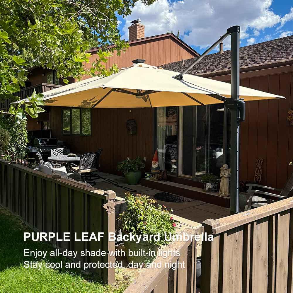 PURPLE LEAF 10ft Cantilever Patio Umbrella with LED Lights, 360° Swivel and Tilt - Image 234