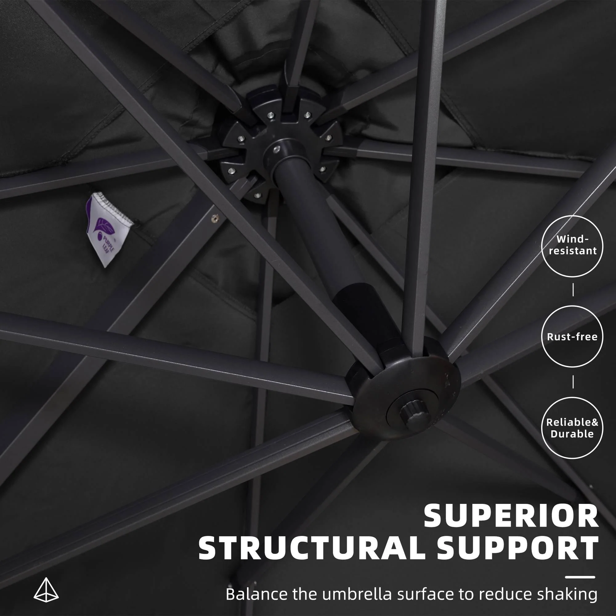 PURPLE LEAF Patio Outdoor Large Umbrella Square and Rectangular Cantilever Yard Sun Umbrellas - Image 155