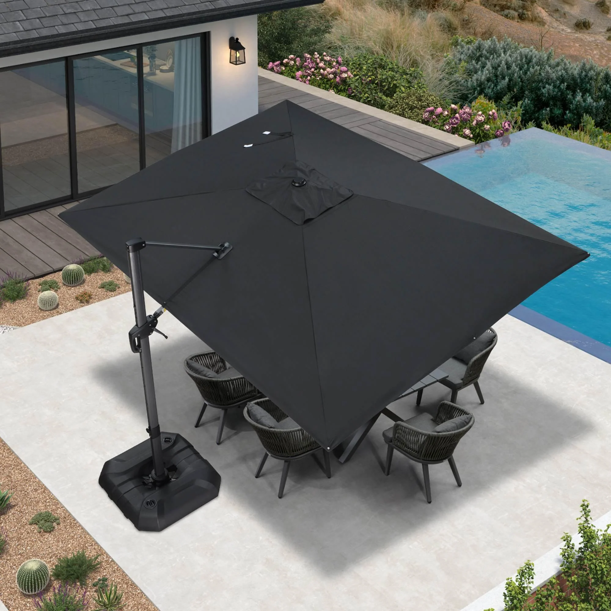 PURPLE LEAF Patio Outdoor Large Umbrella Square and Rectangular Cantilever Yard Sun Umbrellas - Image 158