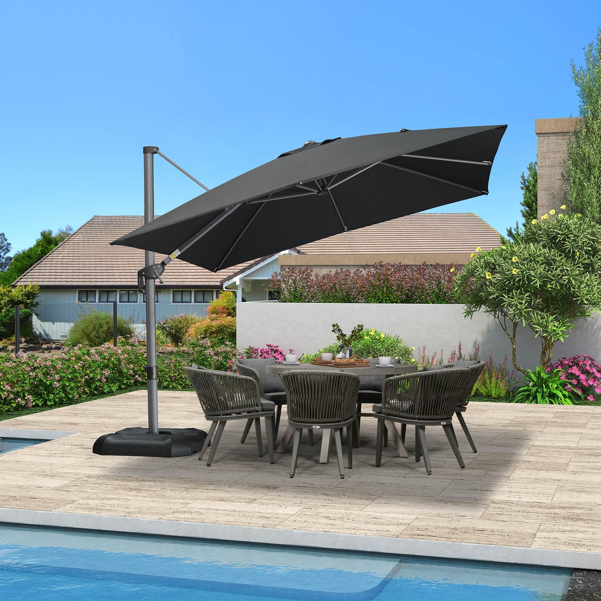 PURPLE LEAF Patio Outdoor Large Umbrella Square and Rectangular Cantilever Yard Sun Umbrellas - Image 159