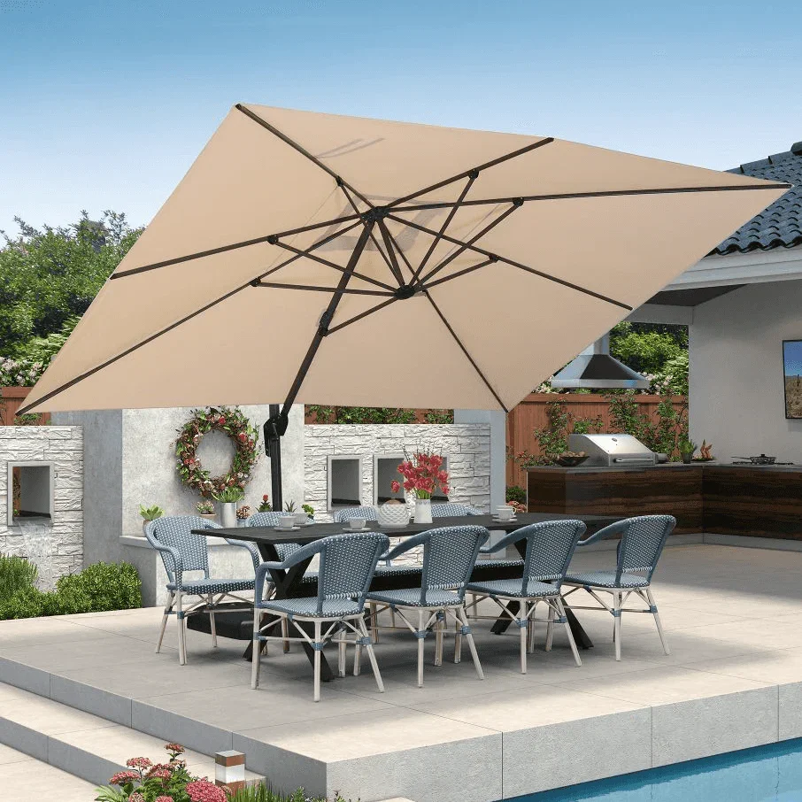 PURPLE LEAF Patio Outdoor Large Umbrella Square and Rectangular Cantilever Yard Sun Umbrellas - Image 16