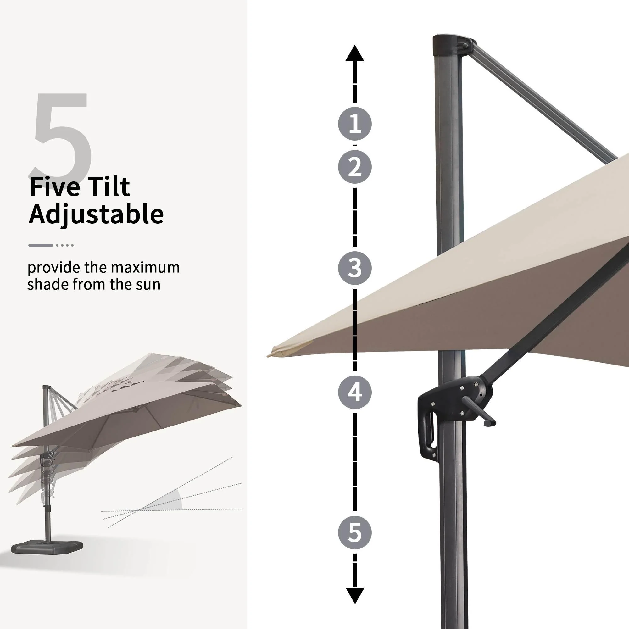 PURPLE LEAF Patio Outdoor Large Umbrella Square and Rectangular Cantilever Yard Sun Umbrellas - Image 164