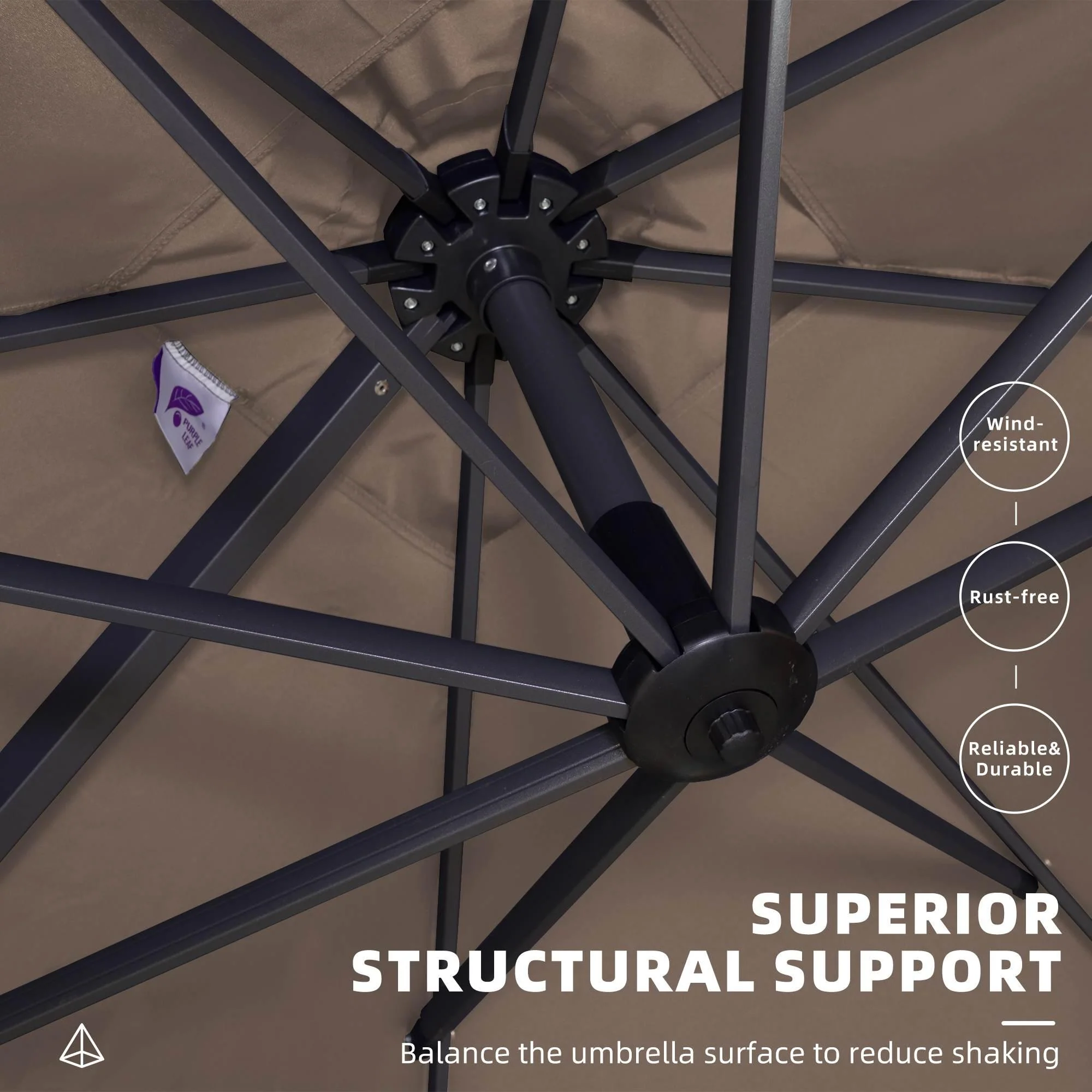 PURPLE LEAF Patio Outdoor Large Umbrella Square and Rectangular Cantilever Yard Sun Umbrellas - Image 165