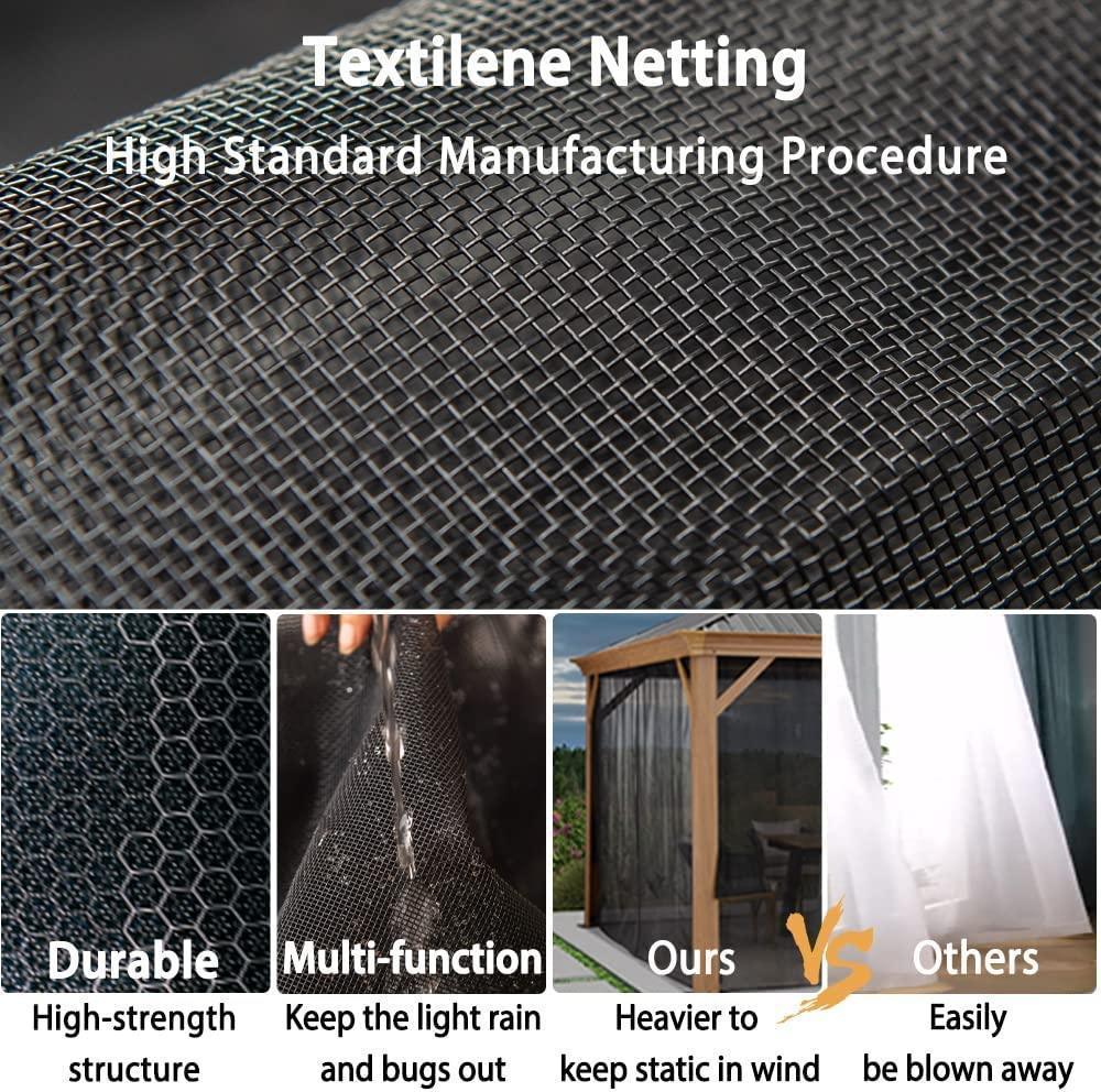 PURPLE LEAF Hardtop Gazebo for Patio Wood Grain Galvanized Steel Frame Awning with Netting - Image 40