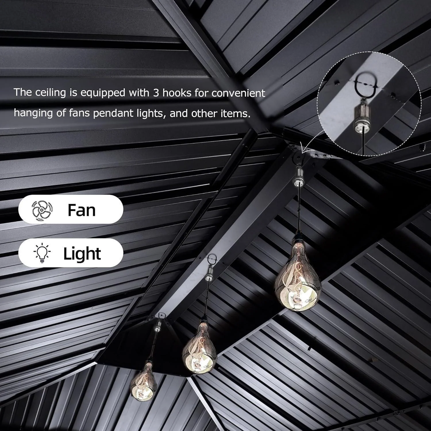 PURPLE LEAF Hardtop Gazebo for Patio Wood Grain Galvanized Steel Frame Awning with Netting - Image 55