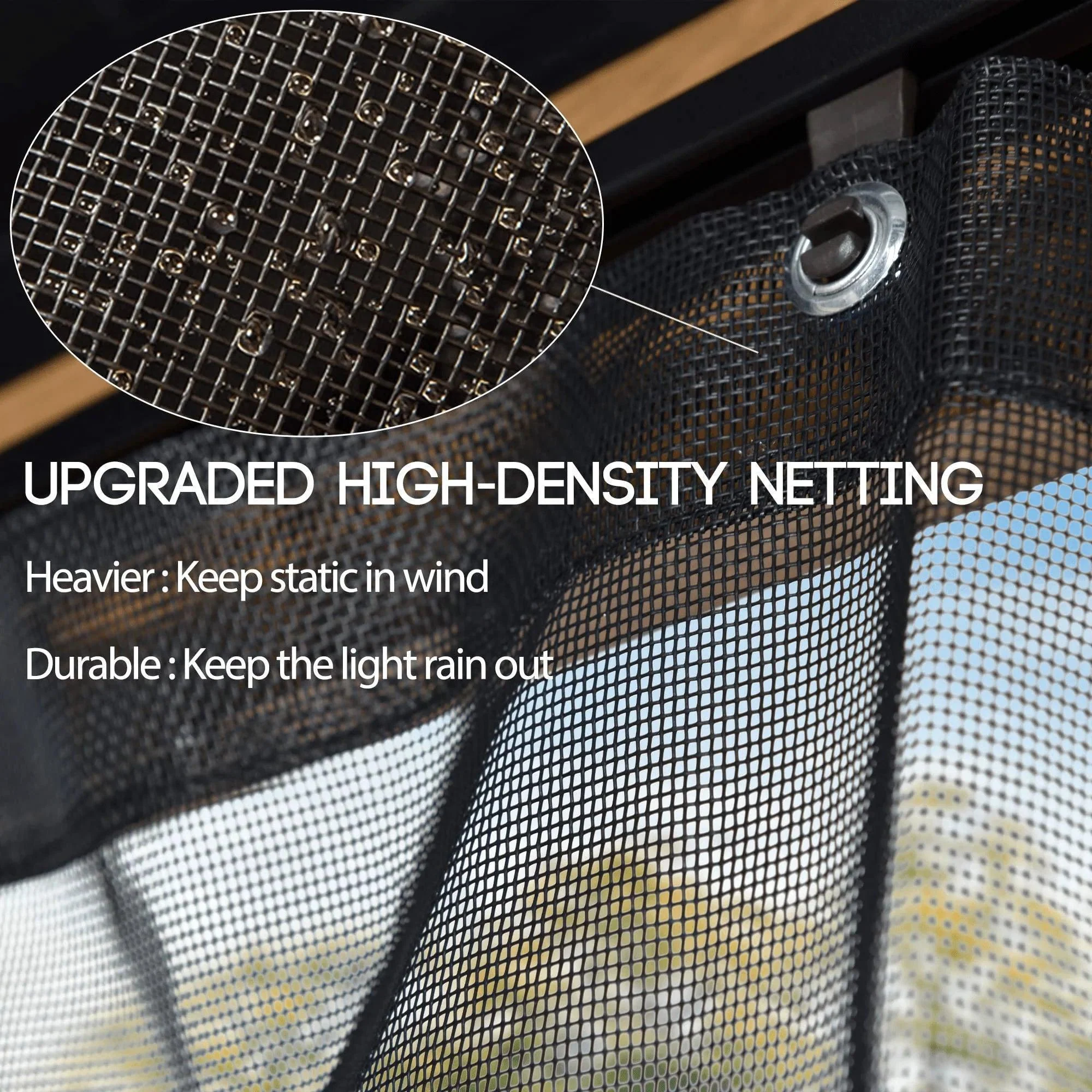 PURPLE LEAF Hardtop Gazebo for Patio Wood Grain Galvanized Steel Frame Awning with Netting - Image 59