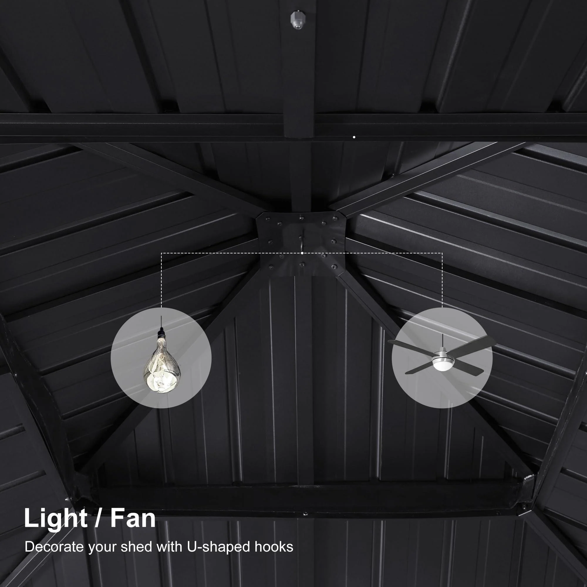 PURPLE LEAF Hardtop Gazebo for Patio Wood Grain Galvanized Steel Frame Awning with Netting - Image 70