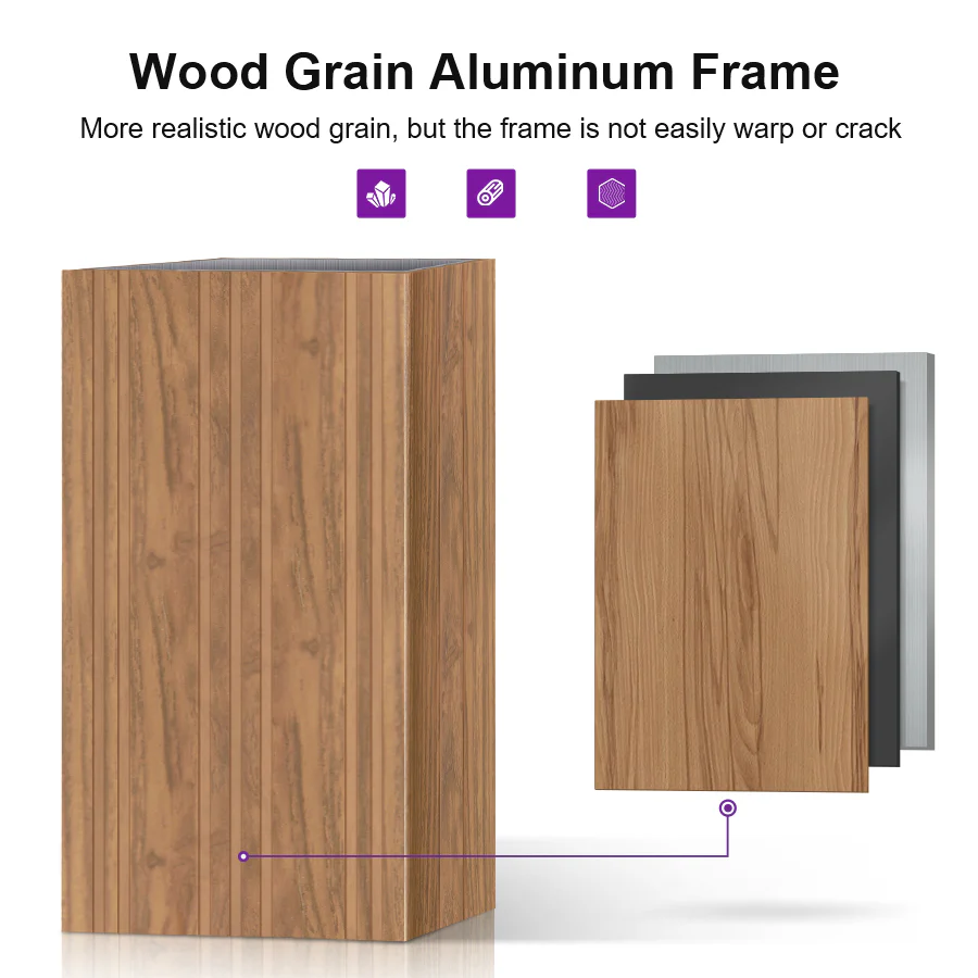 PURPLE LEAF Hardtop Gazebo for Patio Wood Grain Galvanized Steel Frame Awning with Netting - Image 82