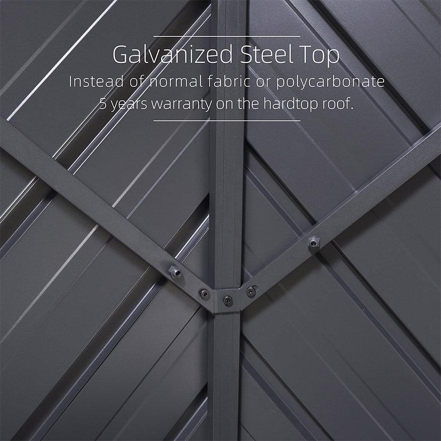 PURPLE LEAF Outdoor Hardtop Gazebo for Patio Grey Aluminum Frame Pavilion with Navy-Blue Curtain - Image 13