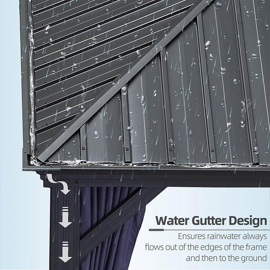 PURPLE LEAF Outdoor Hardtop Gazebo for Patio Grey Aluminum Frame Pavilion with Navy-Blue Curtain - Image 19