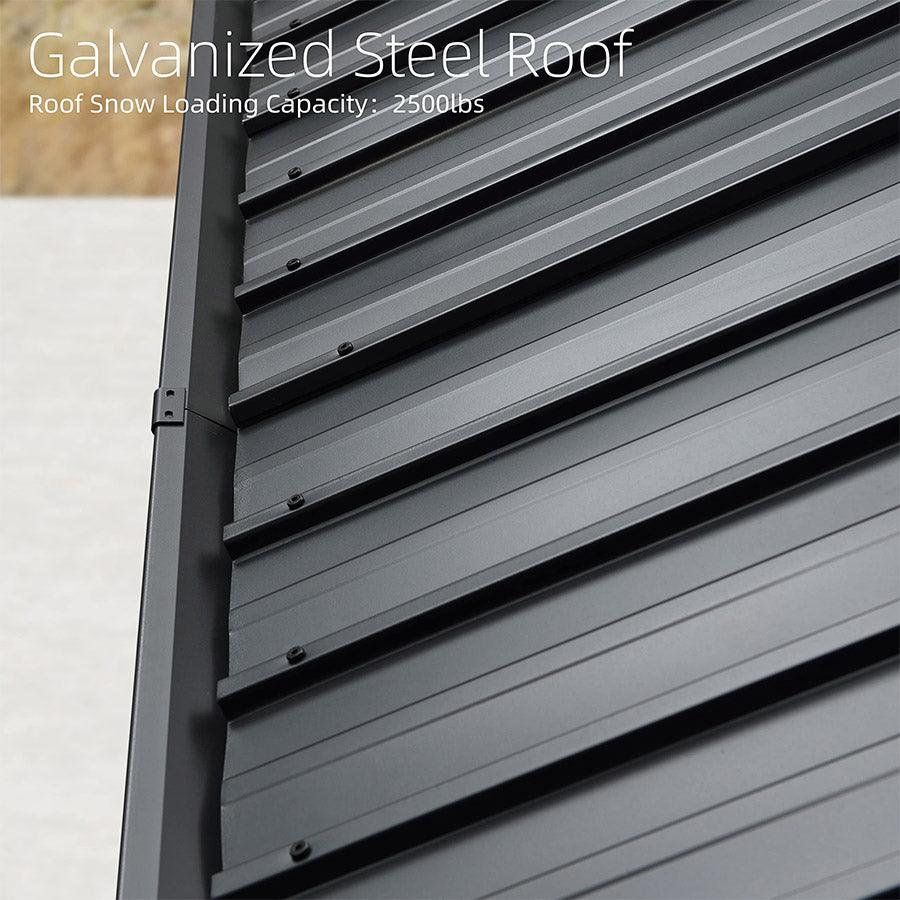 PURPLE LEAF Outdoor Hardtop Gazebo for Patio Grey Aluminum Frame Pavilion with Navy-Blue Curtain - Image 20