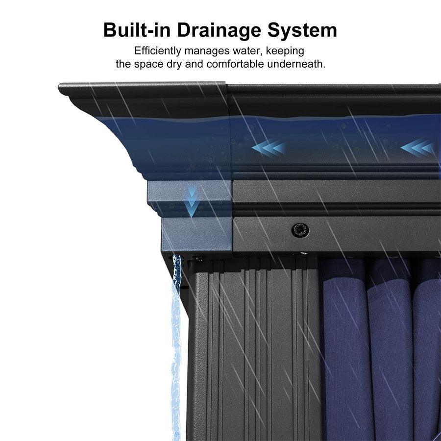 PURPLE LEAF Outdoor Hardtop Gazebo for Patio Grey Aluminum Frame Pavilion with Navy-Blue Curtain - Image 22