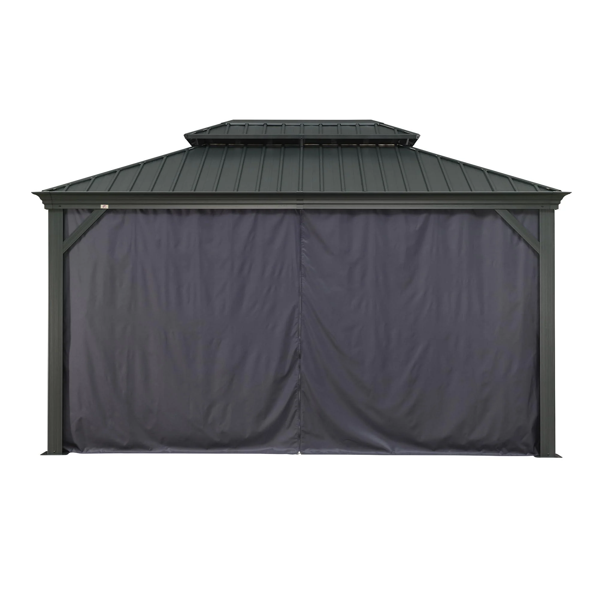 PURPLE LEAF Outdoor Hardtop Gazebo for Patio Grey Aluminum Frame Pavilion with Navy-Blue Curtain - Image 25