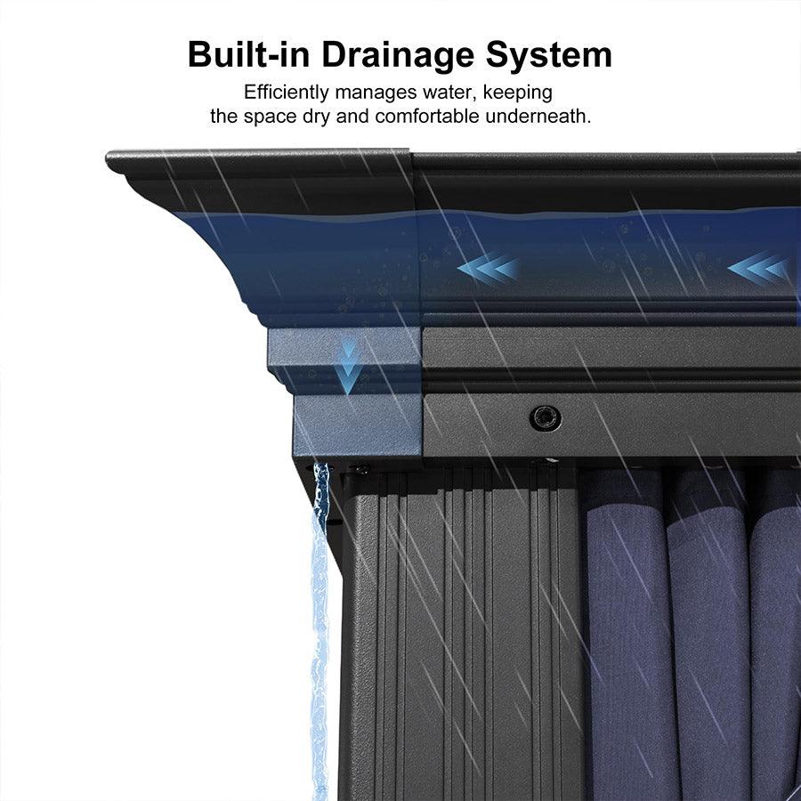 PURPLE LEAF Outdoor Hardtop Gazebo for Patio Grey Aluminum Frame Pavilion with Navy-Blue Curtain - Image 34