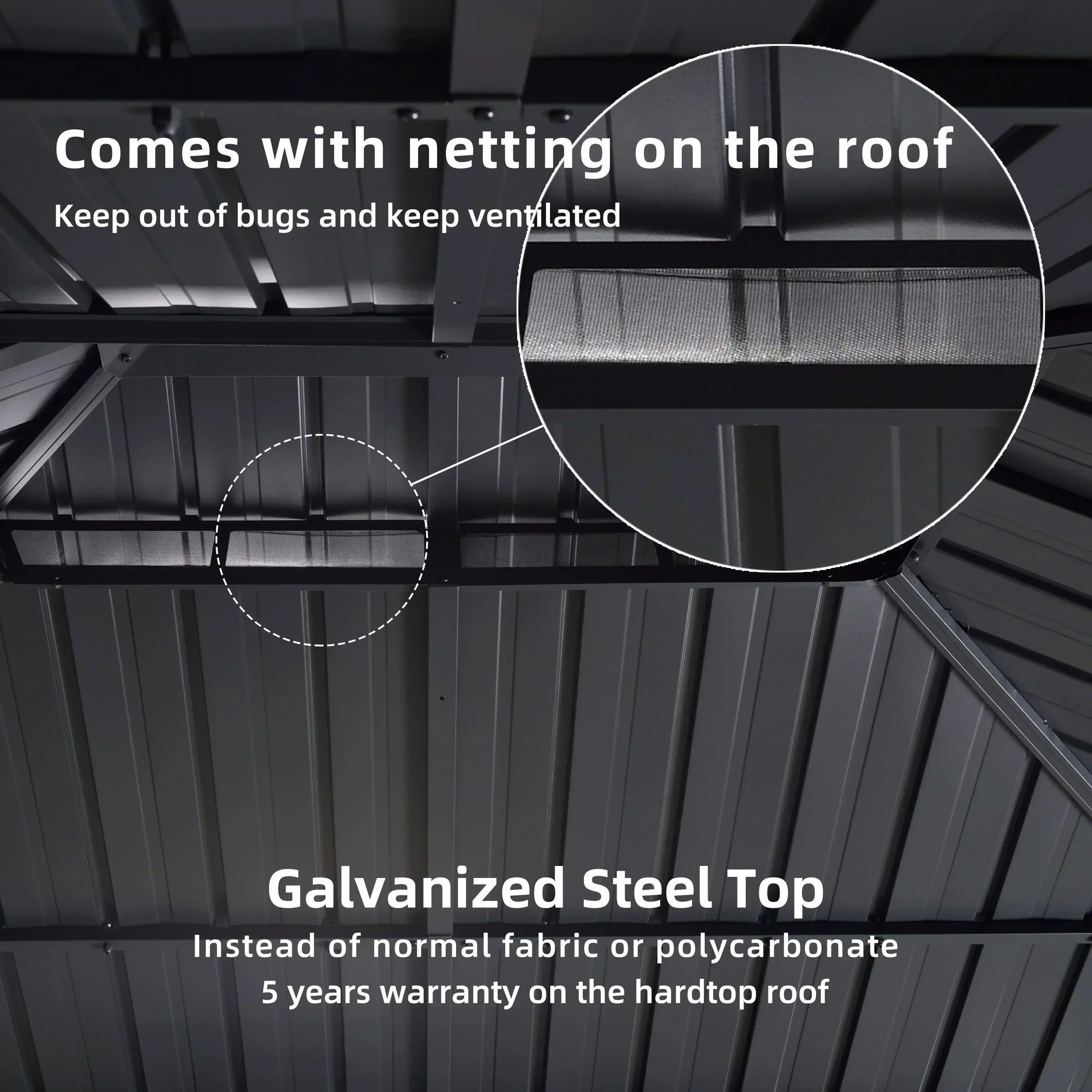 PURPLE LEAF Outdoor Hardtop Gazebo for Patio Grey Aluminum Frame Pavilion with Navy-Blue Curtain - Image 49