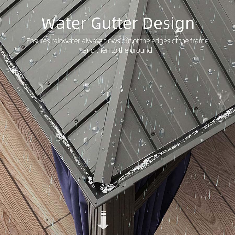PURPLE LEAF Outdoor Hardtop Gazebo for Patio Grey Aluminum Frame Pavilion with Navy-Blue Curtain - Image 7