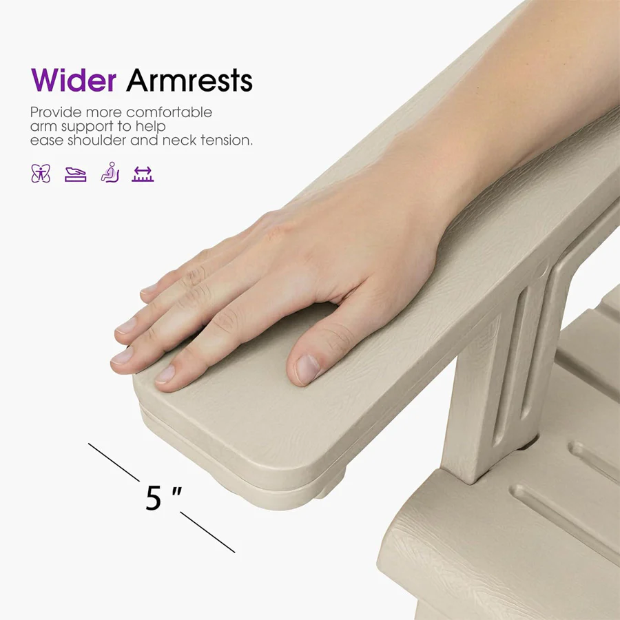 PURPLE LEAF Adirondack Chair Set of HDPE All-Weather Outdoor Fire Pit Chair with 24.6" Oversized Seat Wood-Textured Patio Adirondack Chair with Dual Cup Holders for Garden Deck Backyard - Image 25