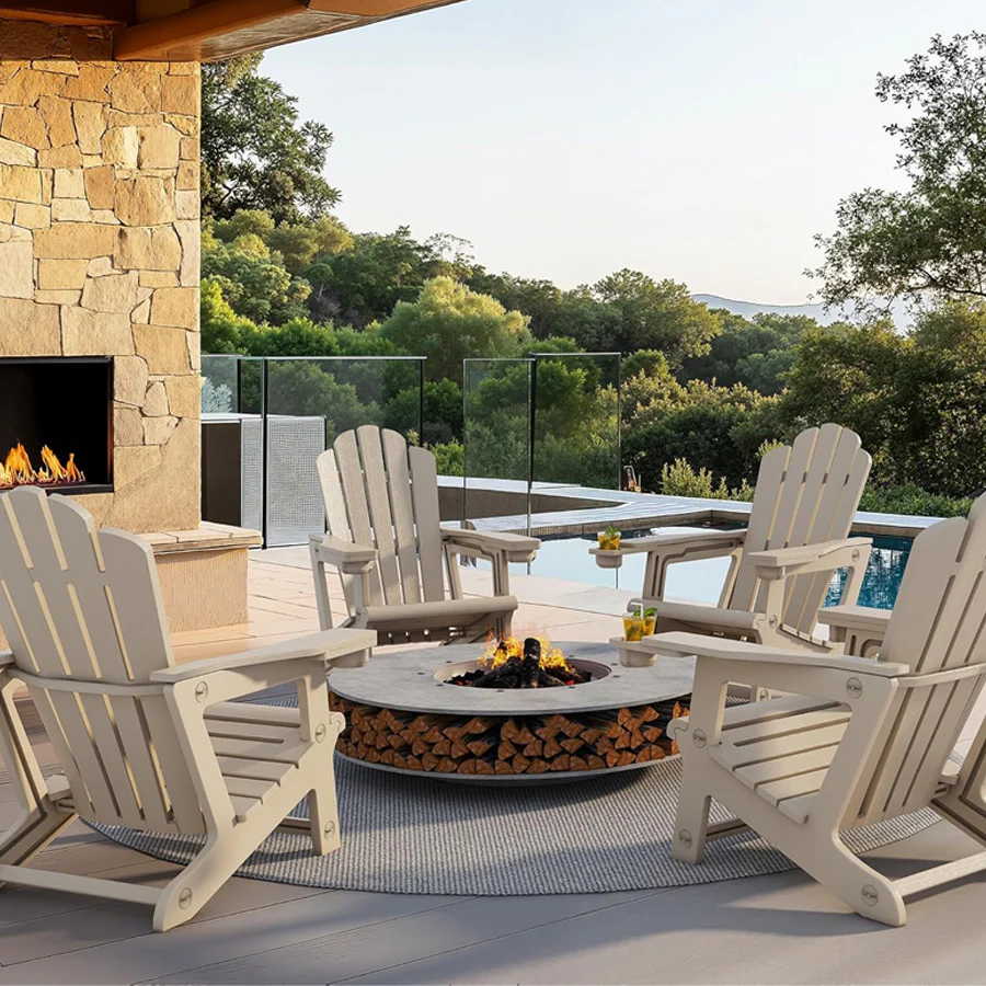 PURPLE LEAF Adirondack Chair Set of HDPE All-Weather Outdoor Fire Pit Chair with 24.6" Oversized Seat Wood-Textured Patio Adirondack Chair with Dual Cup Holders for Garden Deck Backyard - Image 28