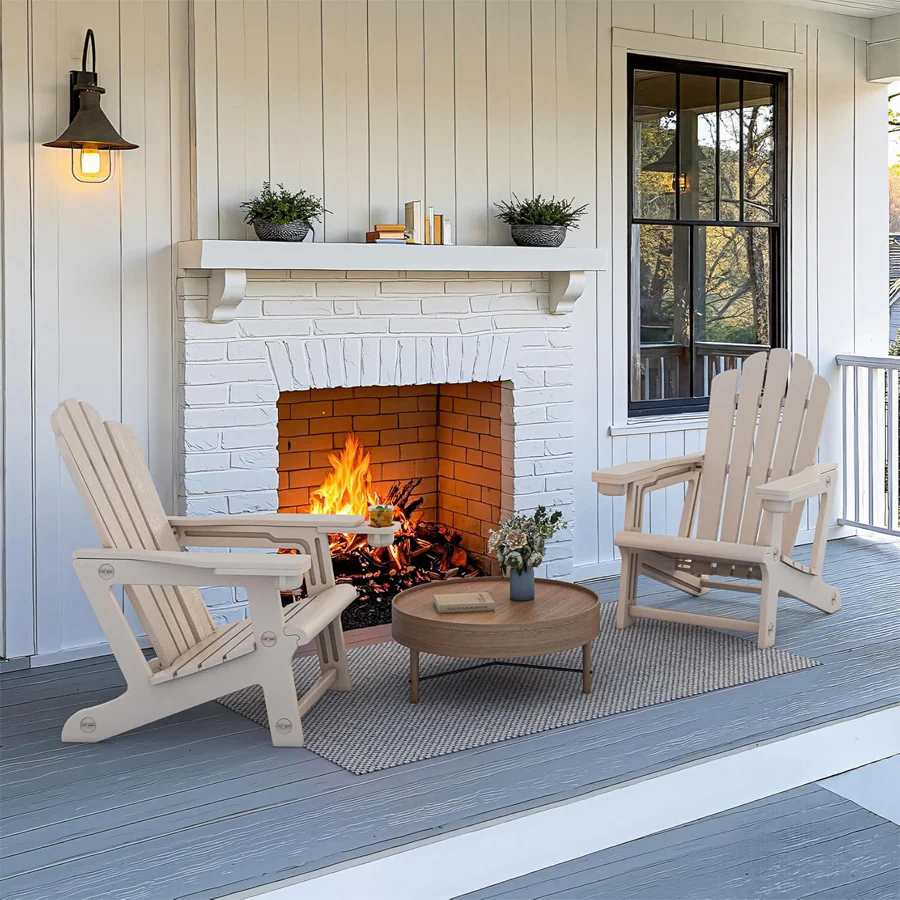 PURPLE LEAF Adirondack Chair Set of HDPE All-Weather Outdoor Fire Pit Chair with 24.6" Oversized Seat Wood-Textured Patio Adirondack Chair with Dual Cup Holders for Garden Deck Backyard - Image 29