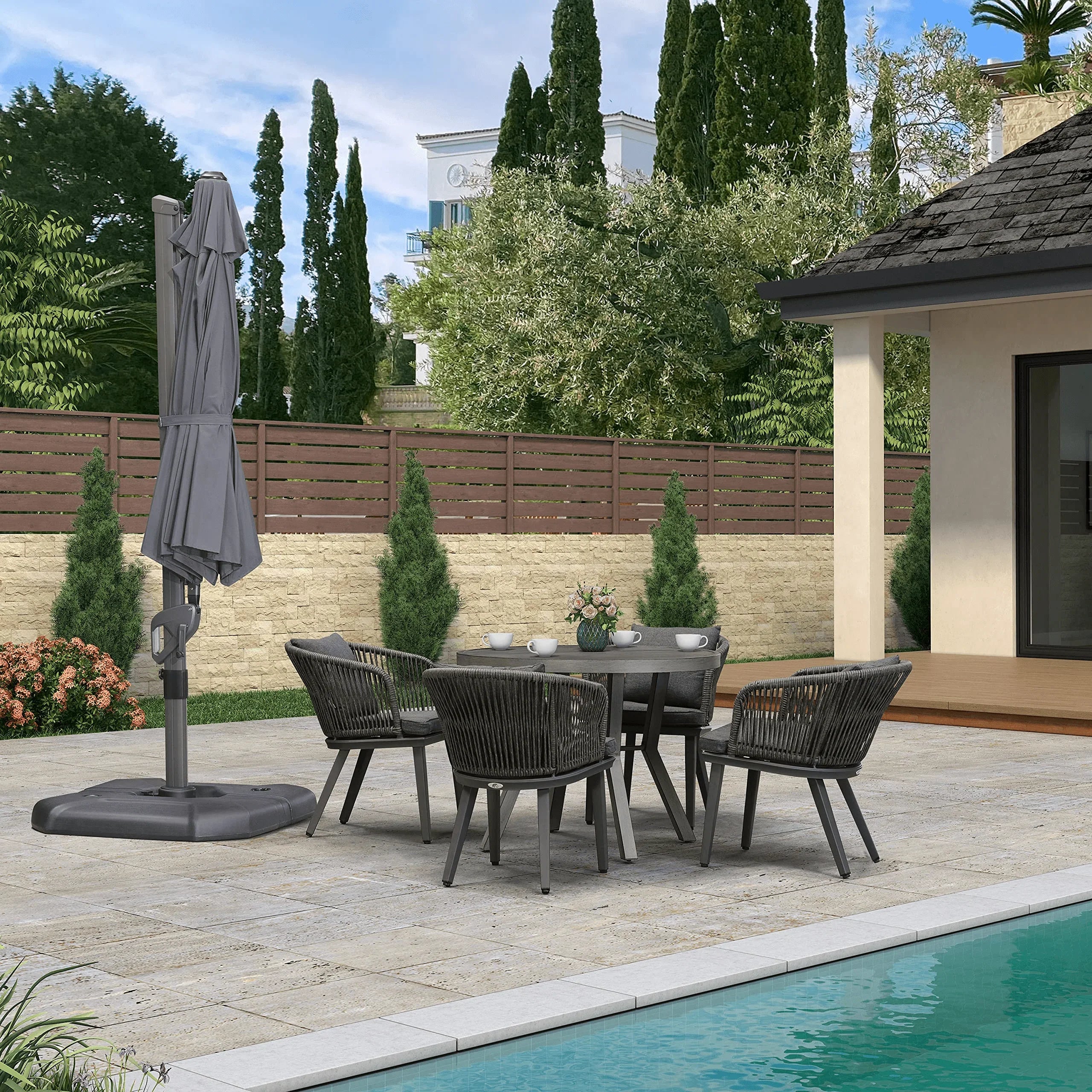 PURPLE LEAF Affordable Outdoor Umbrella Round Cantilever Umbrella for Garden - Image 25