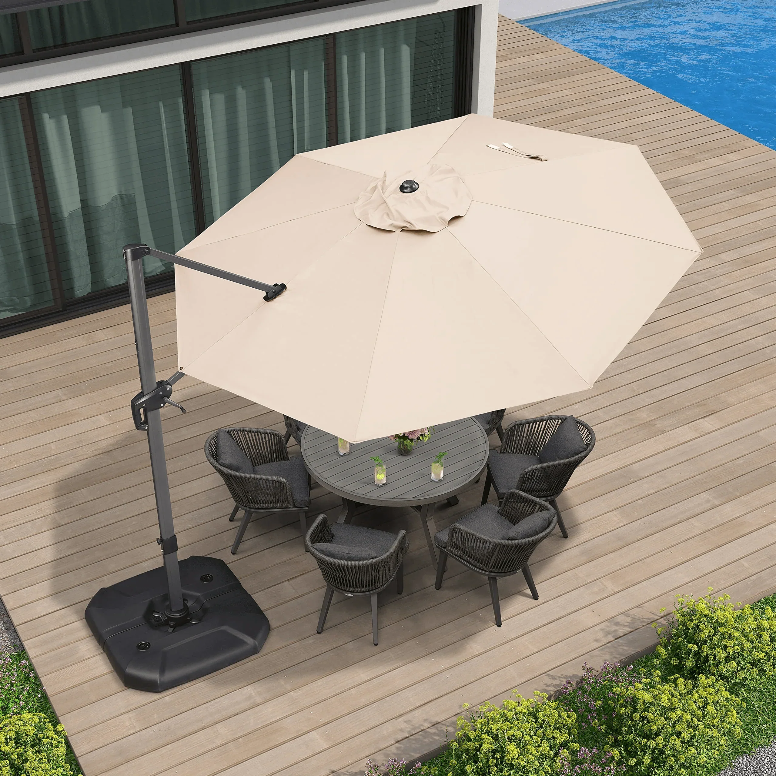 PURPLE LEAF Affordable Outdoor Umbrella Round Cantilever Umbrella for Garden - Image 27