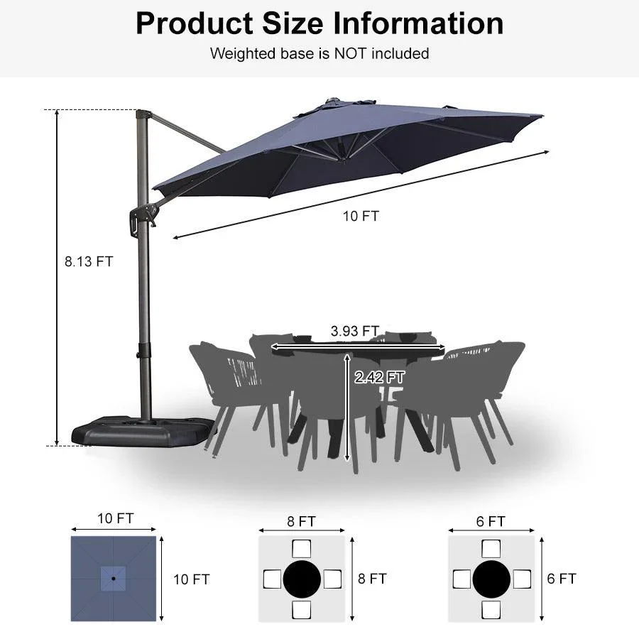 PURPLE LEAF Affordable Outdoor Umbrella Round Cantilever Umbrella for Garden - Image 128
