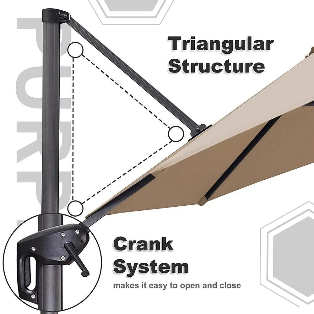 PURPLE LEAF Affordable Outdoor Umbrella Round Cantilever Umbrella for Garden - Image 26