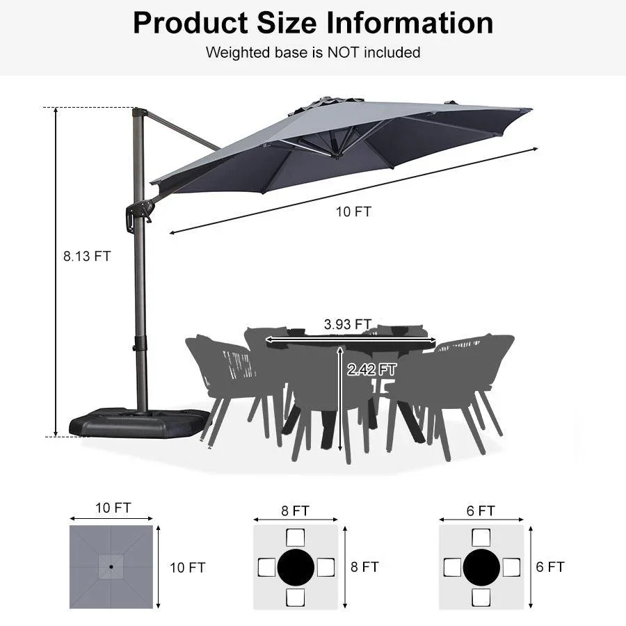 PURPLE LEAF Affordable Outdoor Umbrella Round Cantilever Umbrella for Garden - Image 129