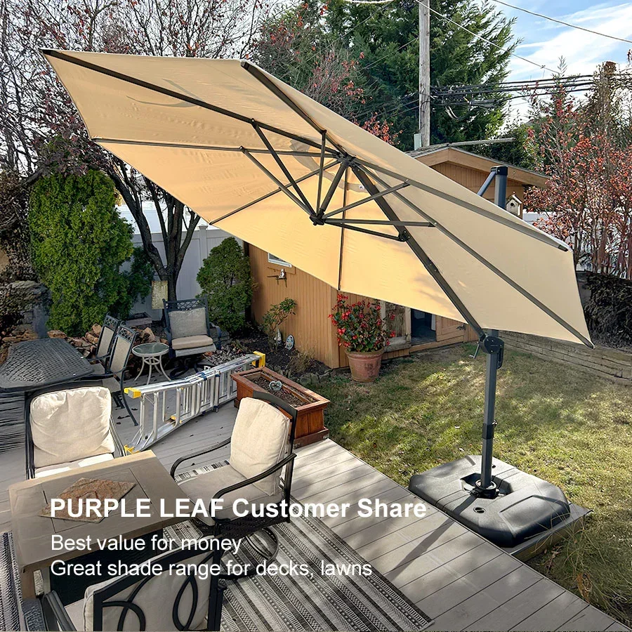 PURPLE LEAF Affordable Outdoor Umbrella Round Cantilever Umbrella for Garden - Image 135