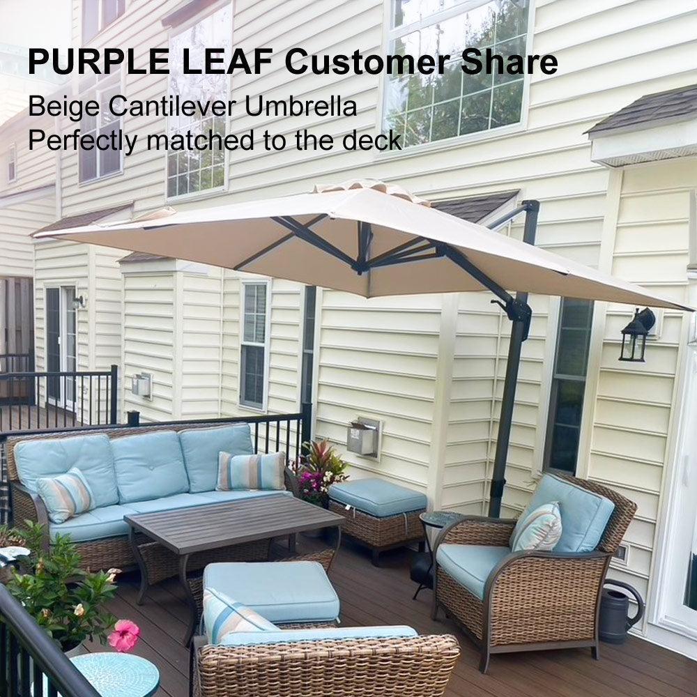 PURPLE LEAF Patio Outdoor Large Umbrella Square and Rectangular Cantilever Yard Sun Umbrellas - Image 4