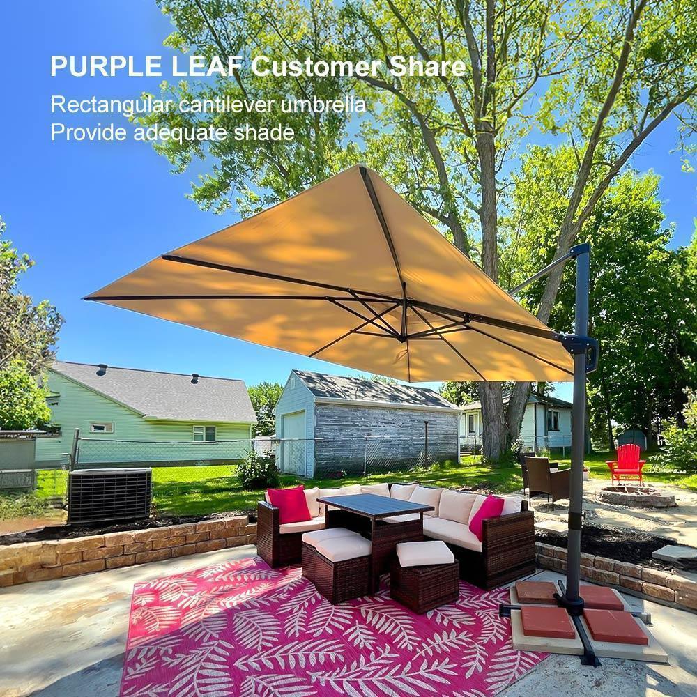 PURPLE LEAF Patio Outdoor Large Umbrella Square and Rectangular Cantilever Yard Sun Umbrellas - Image 122