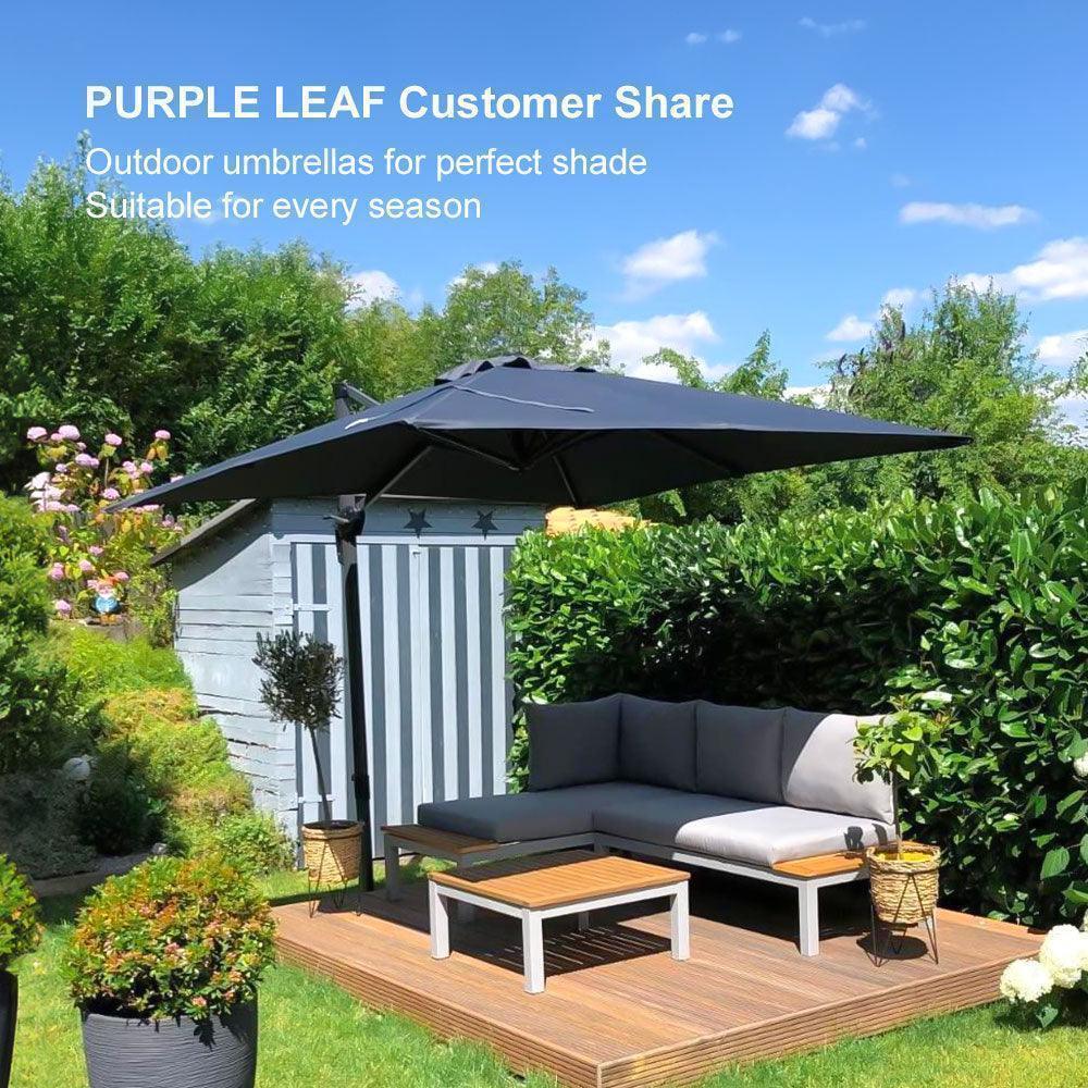 PURPLE LEAF Patio Outdoor Large Umbrella Square and Rectangular Cantilever Yard Sun Umbrellas - Image 128
